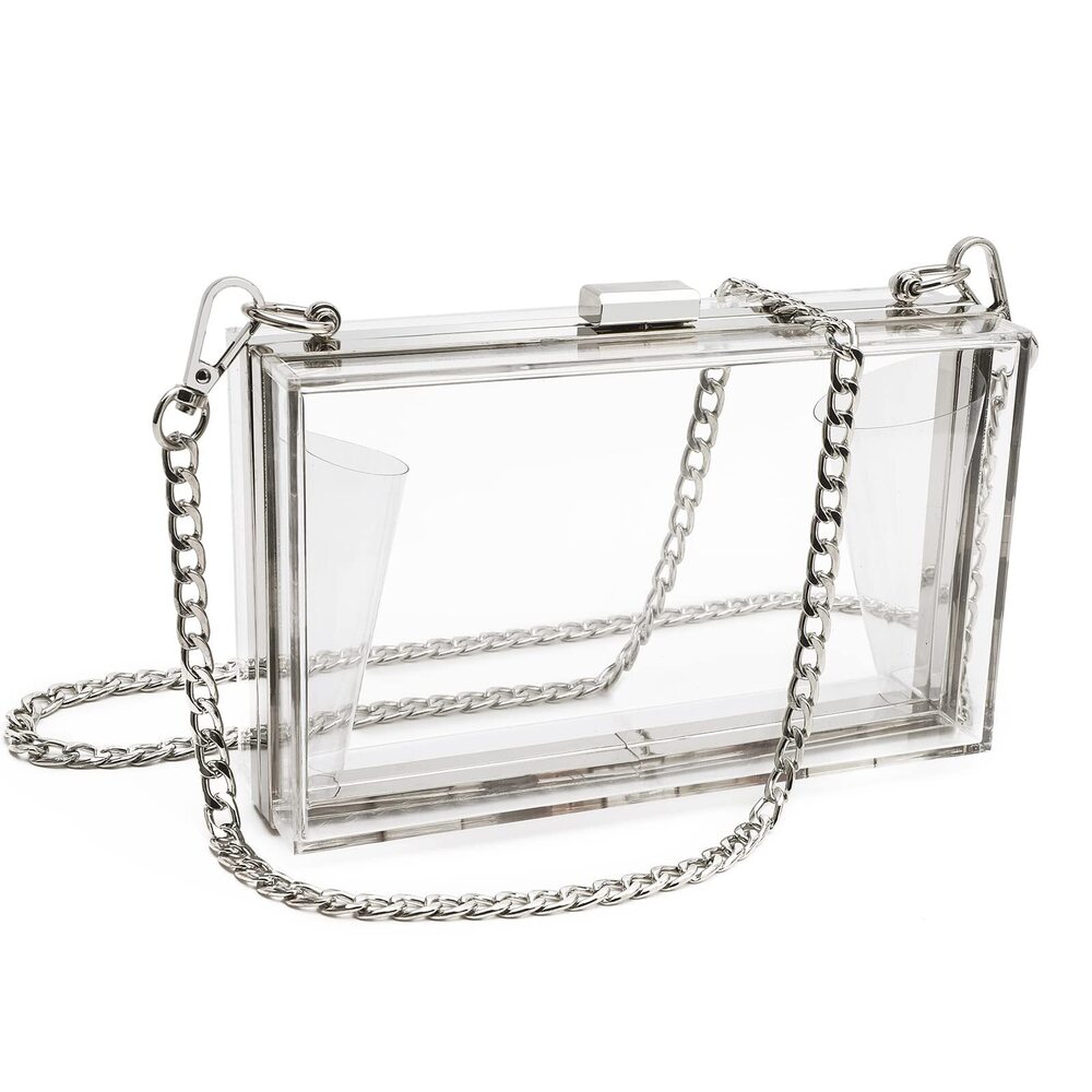 7898 Clear Clutch Purse Handbag , Clear Acrylic Crossbody Evening Bag